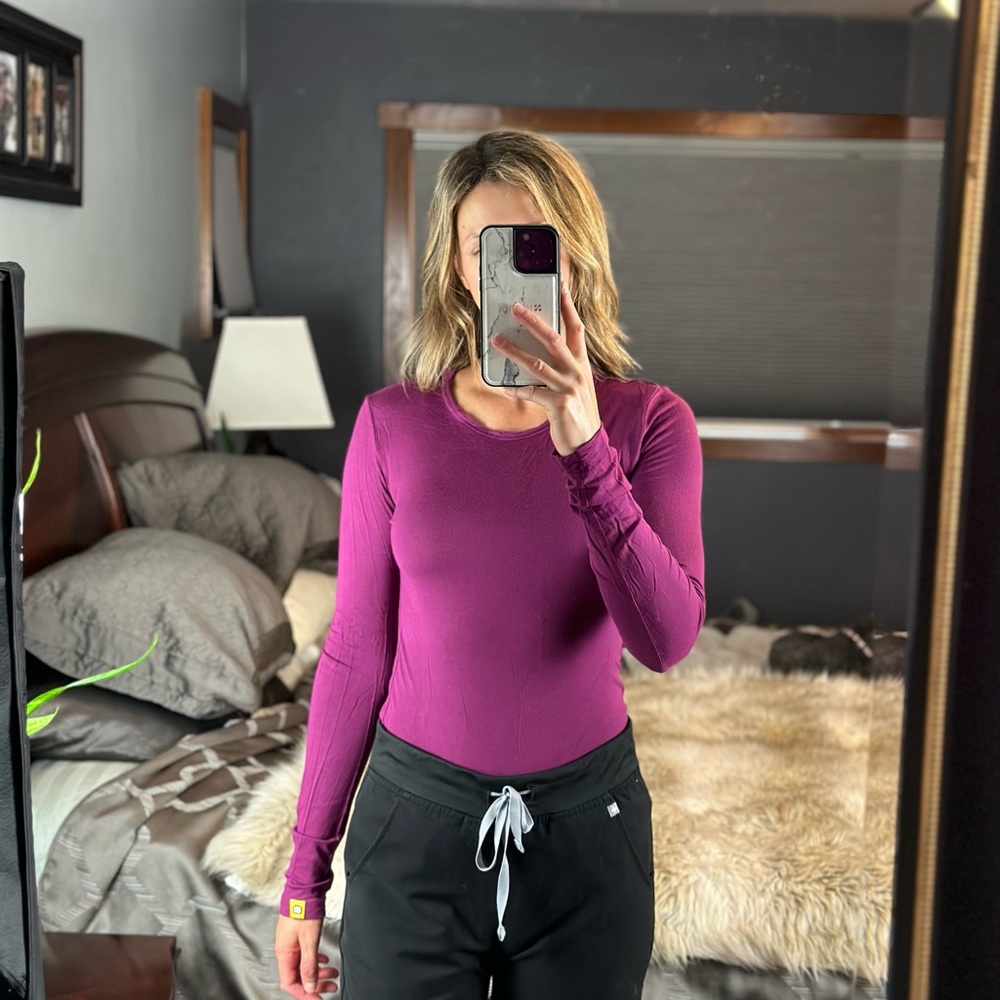 WonderWink Long Sleeve Purple Top, XS
